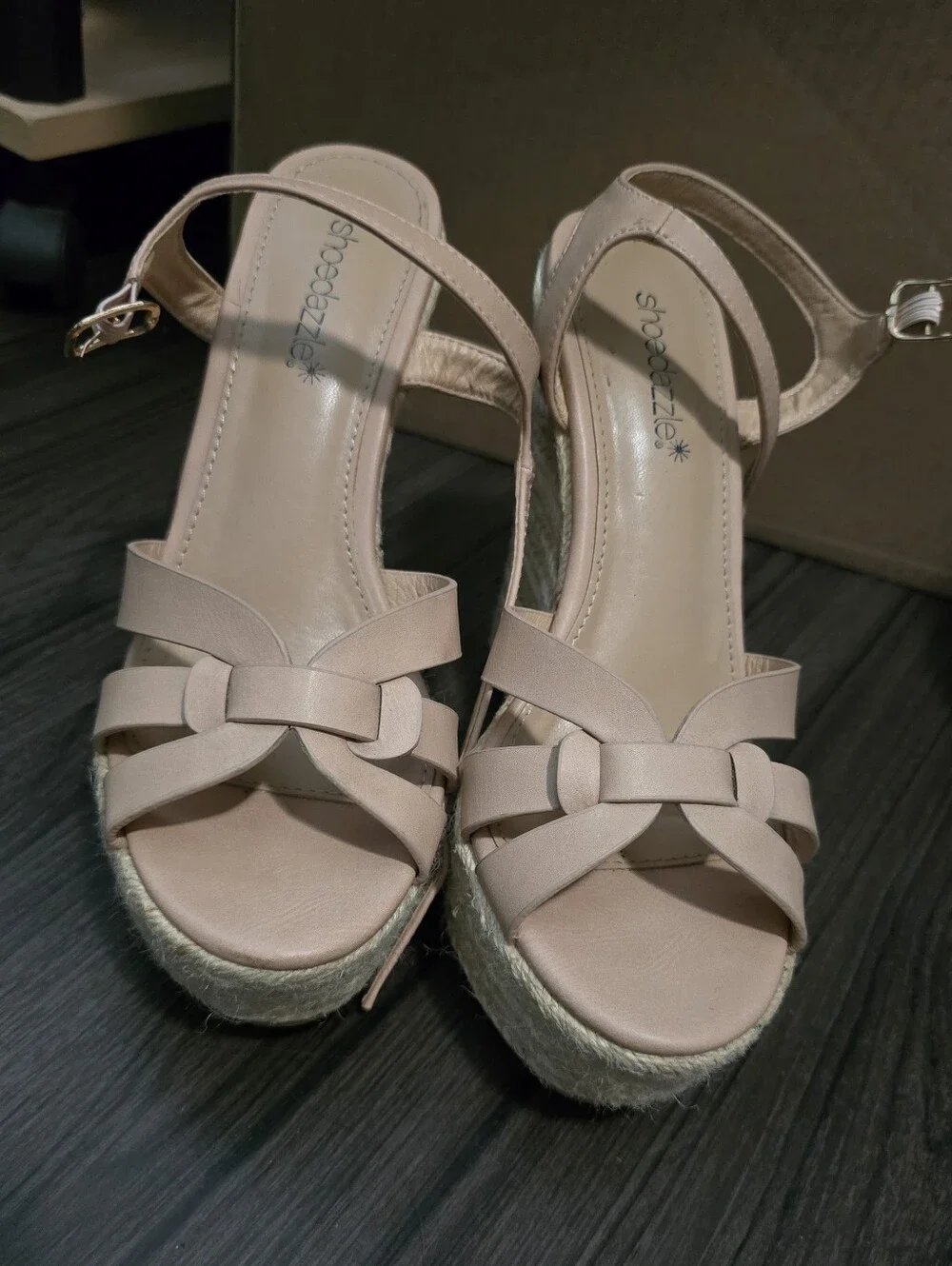 Woven Wedge Nude Sandals